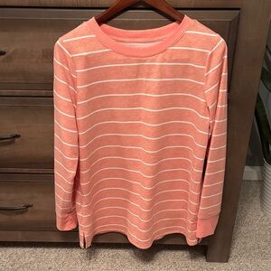 Croft & Barrow Coral and White Striped Top